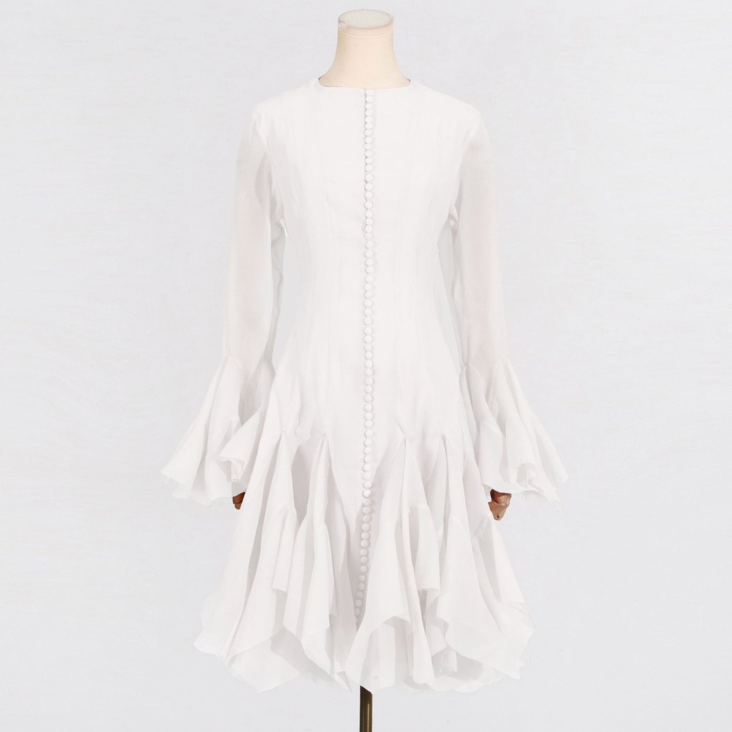 Long Sleeve Flared Hem Midi Dress