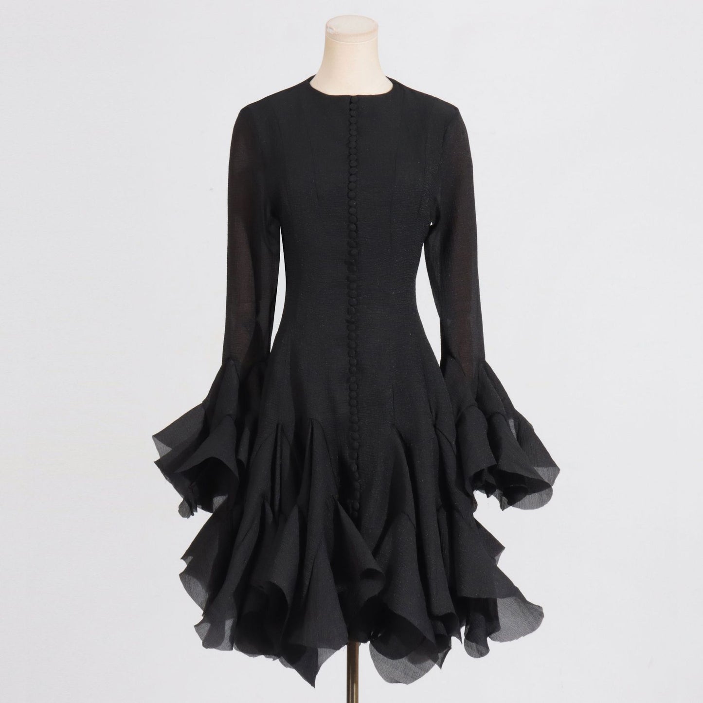Long Sleeve Flared Hem Midi Dress