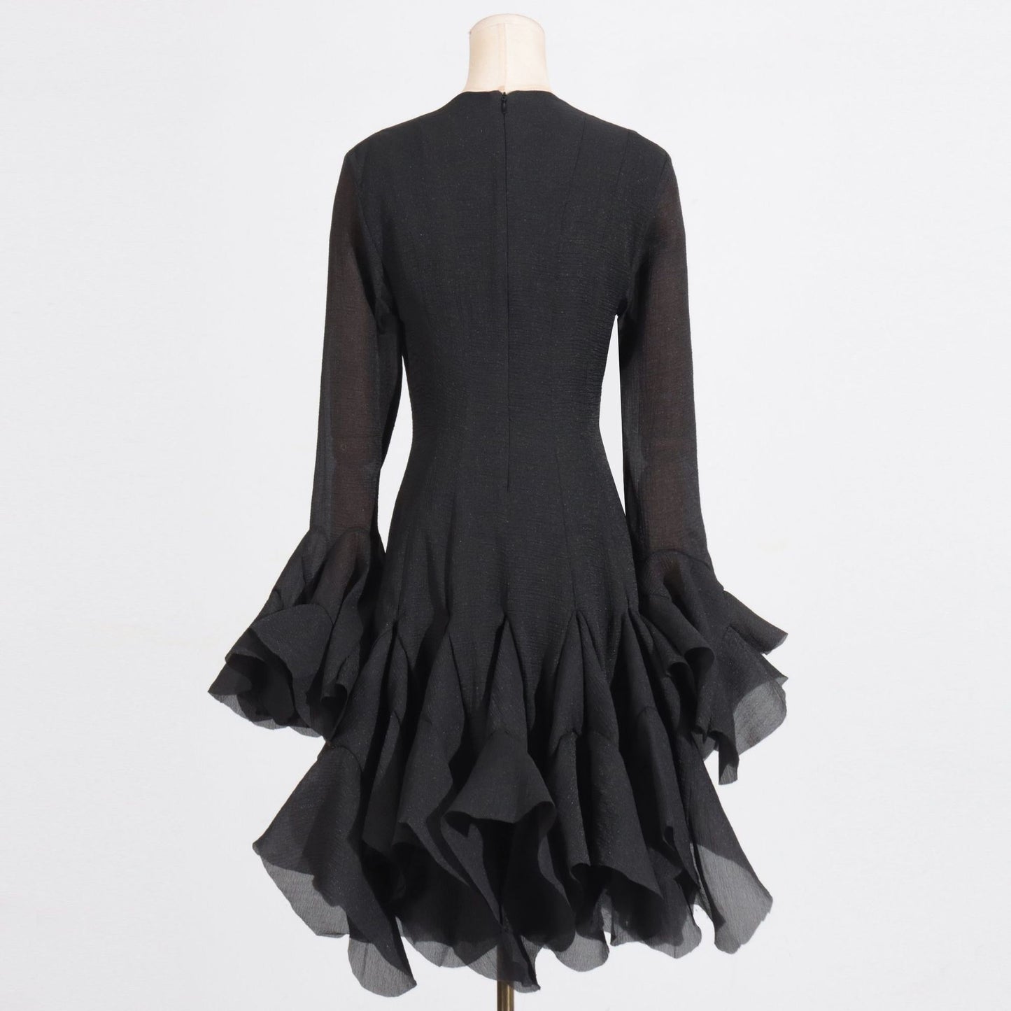 Long Sleeve Flared Hem Midi Dress