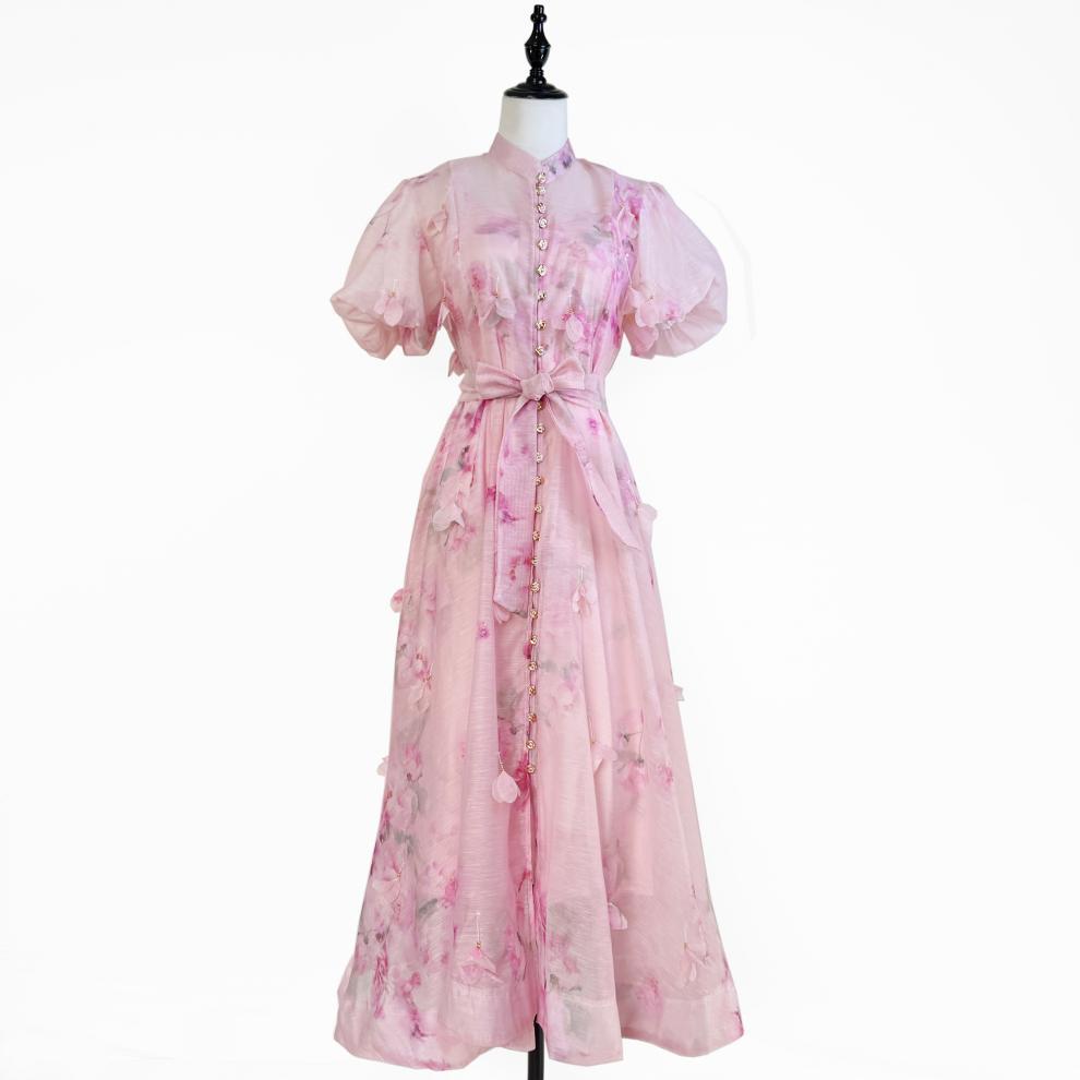 3D Floral Embellished Midi Dress