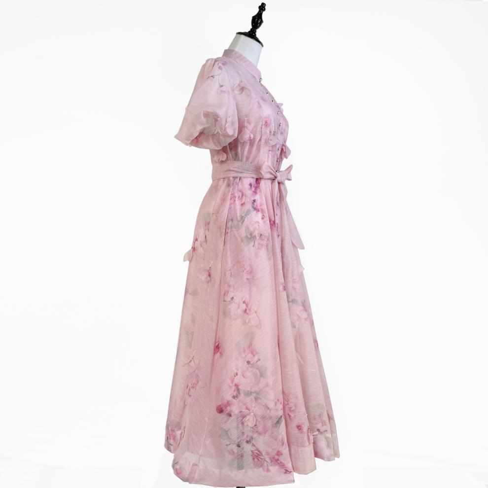 3D Floral Embellished Midi Dress