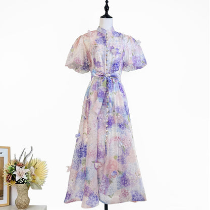 3D Floral Embellished Midi Dress
