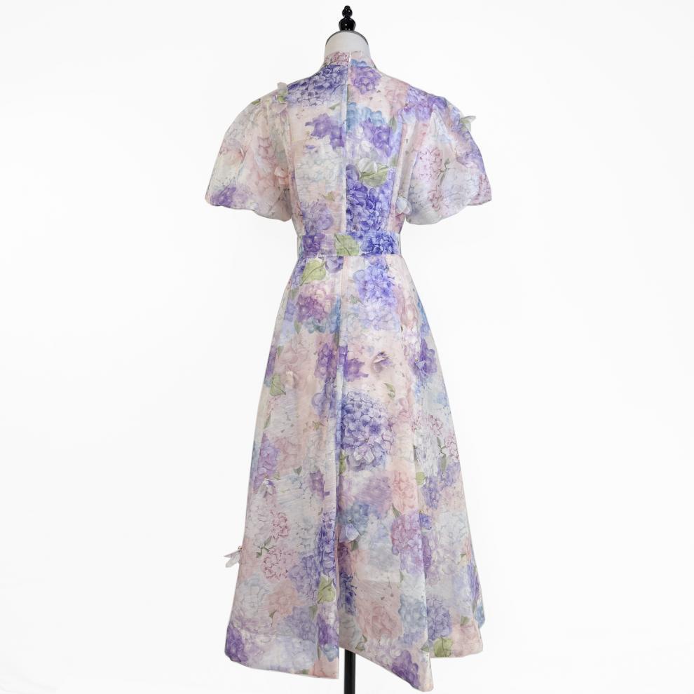 3D Floral Embellished Midi Dress