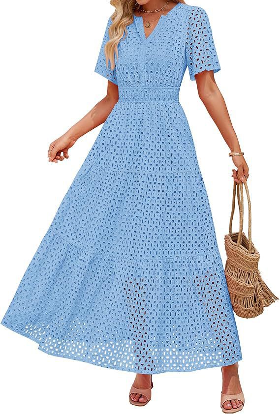 V-Neck A-Line Cutout Dress