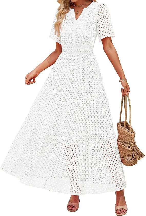 V-Neck A-Line Cutout Dress