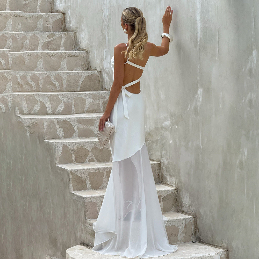 One-Shoulder Mesh Patchwork Dress