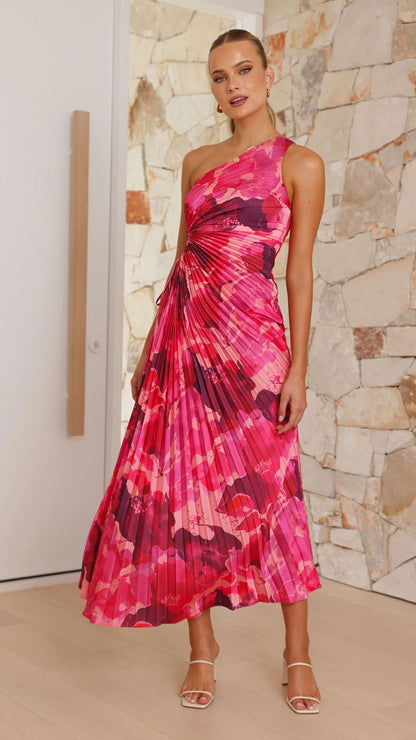 One Shoulder Asymmetrical Maxi Dress