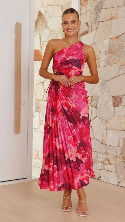 One Shoulder Asymmetrical Maxi Dress