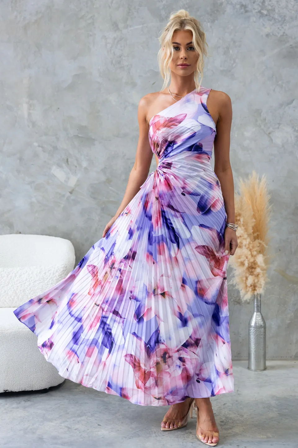 One Shoulder Asymmetrical Maxi Dress
