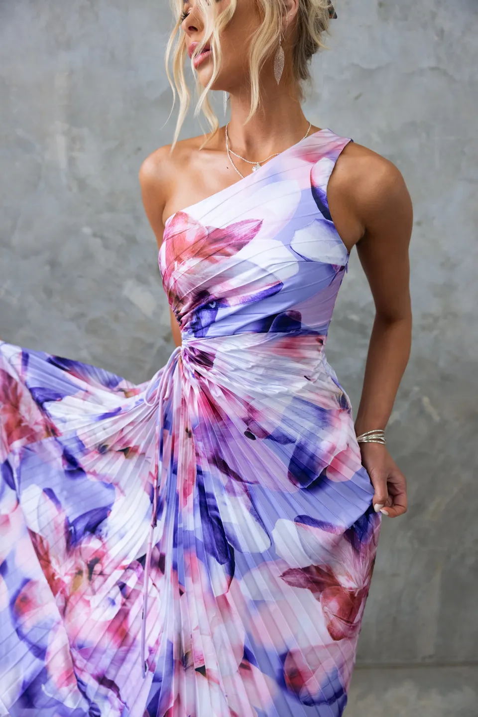 One Shoulder Asymmetrical Maxi Dress