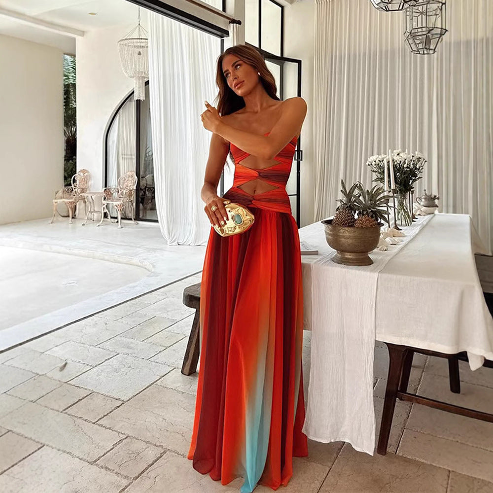 Strapless Prom Maxi Dress With Front Knot