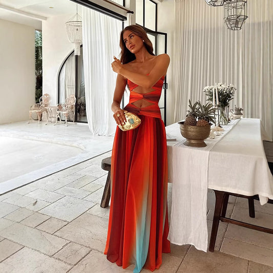 Strapless Prom Maxi Dress With Front Knot