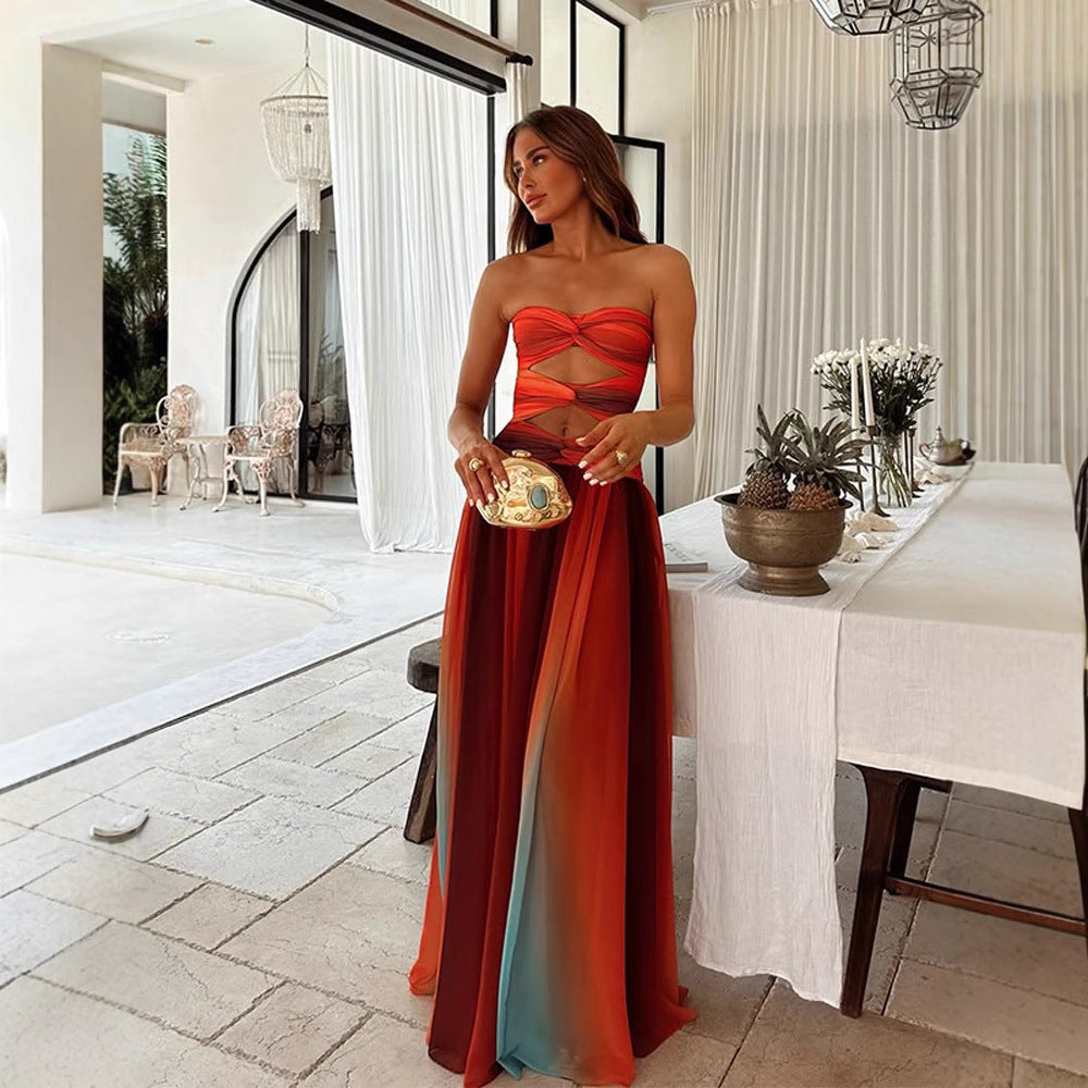 Strapless Prom Maxi Dress With Front Knot