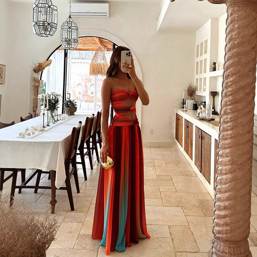Strapless Prom Maxi Dress With Front Knot