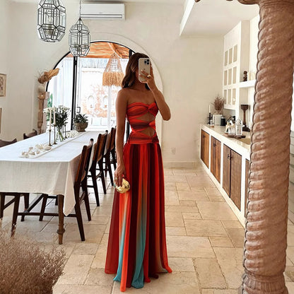 Strapless Prom Maxi Dress With Front Knot