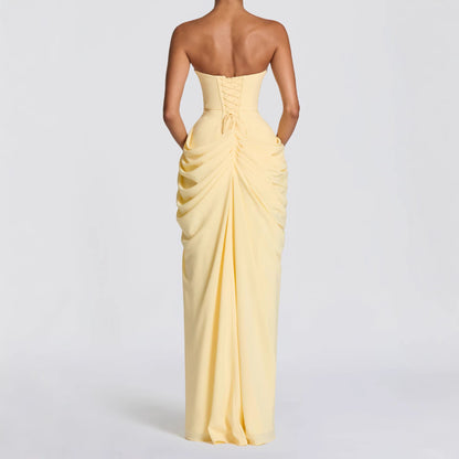 Gathered Waist Strapless Dress