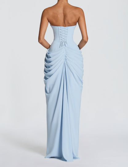 Gathered Waist Strapless Dress