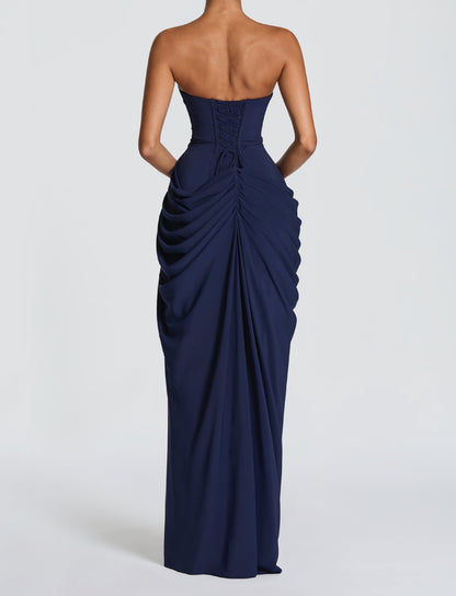 Gathered Waist Strapless Dress