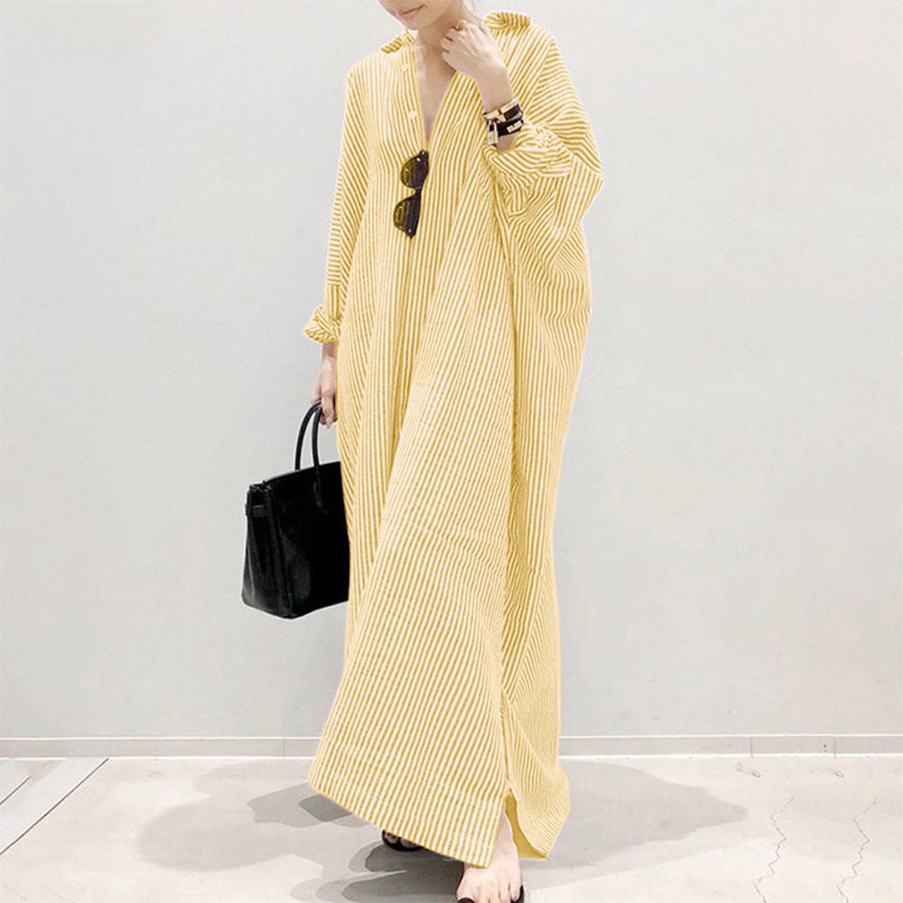 Cotton Linen Striped Dress