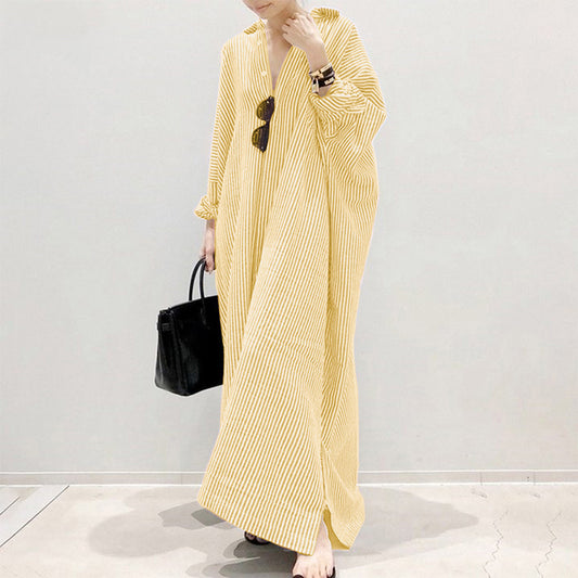 Cotton Linen Striped Dress