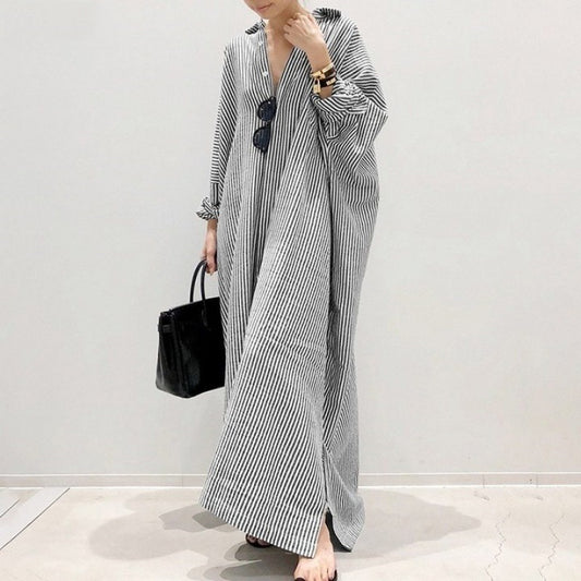 Cotton Linen Striped Dress
