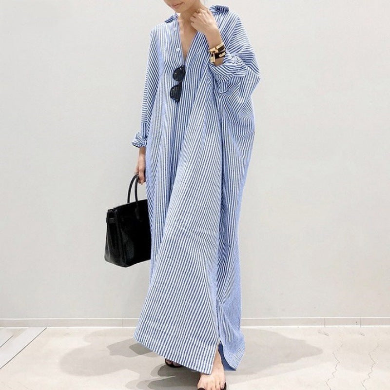 Cotton Linen Striped Dress