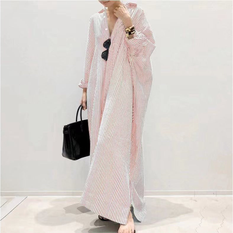 Cotton Linen Striped Dress