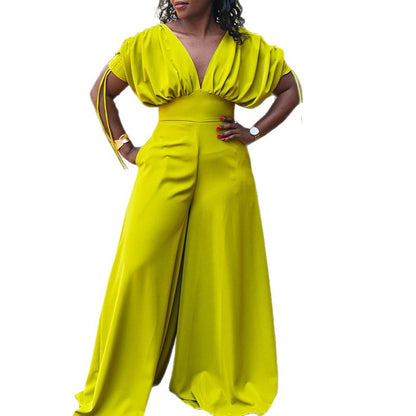 High-waisted Pleated Jumpsuit