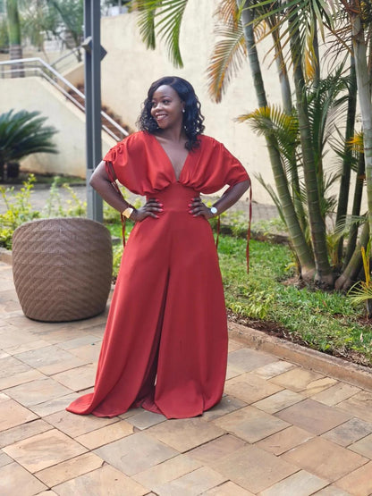 High-waisted Pleated Jumpsuit