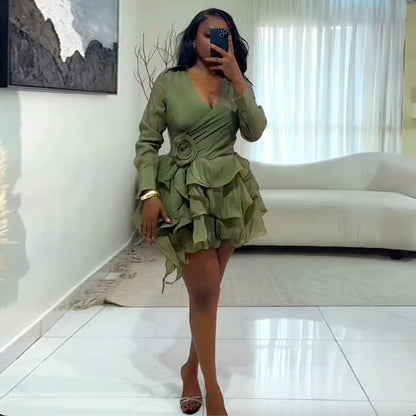 3D Floral Ruffle Mini Dress