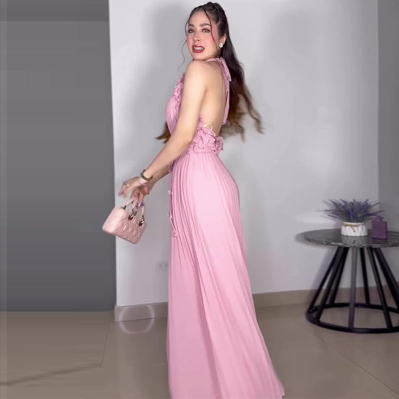 Pink Halter-Neck Jumpsuit