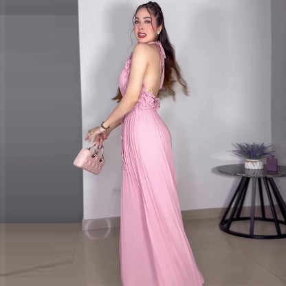 Pink Halter-Neck Jumpsuit