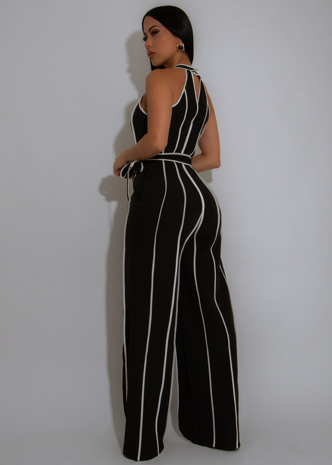 Color-blocked V-neck Jumpsuit