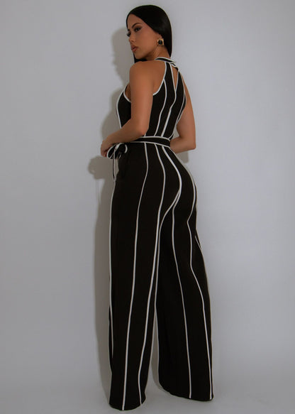 Color-blocked V-neck Jumpsuit