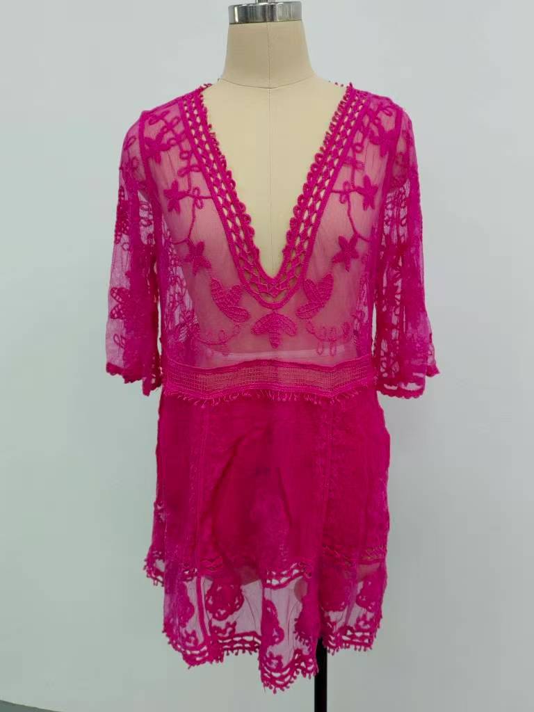 Lace Embroidered Beach Cover-up