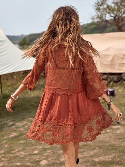 Lace Embroidered Beach Cover-up