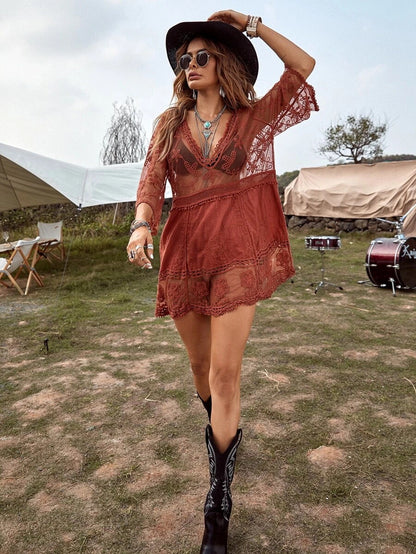Lace Embroidered Beach Cover-up