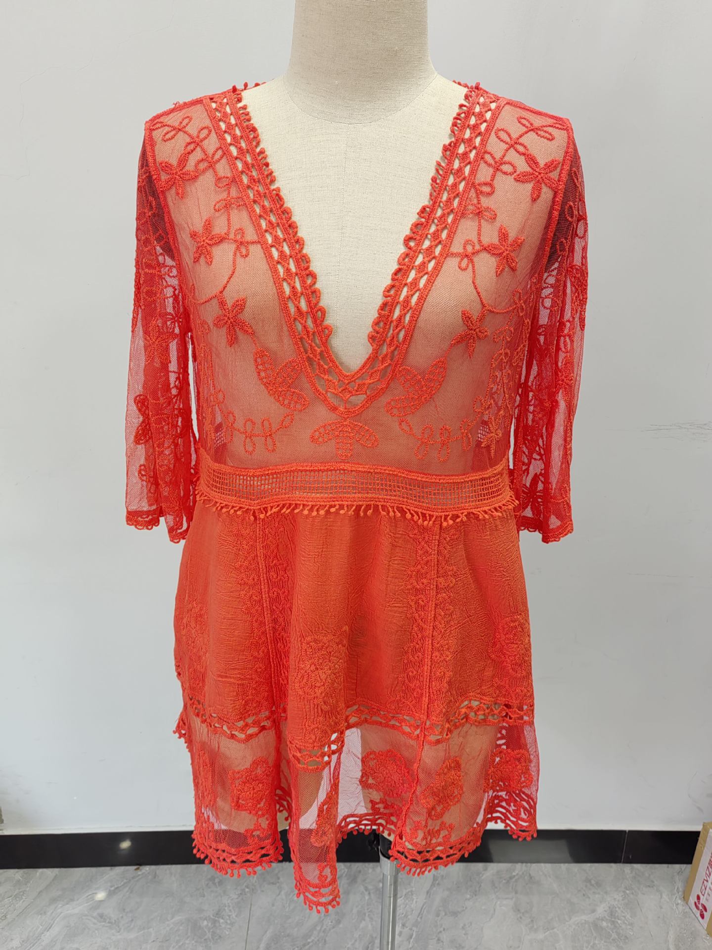 Lace Embroidered Beach Cover-up