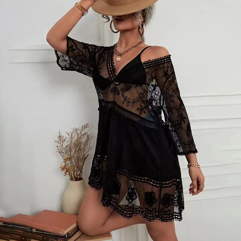 Lace Embroidered Beach Cover-up