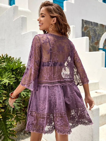 Lace Embroidered Beach Cover-up