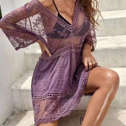 Lace Embroidered Beach Cover-up