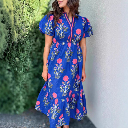 V-neck floral print dress