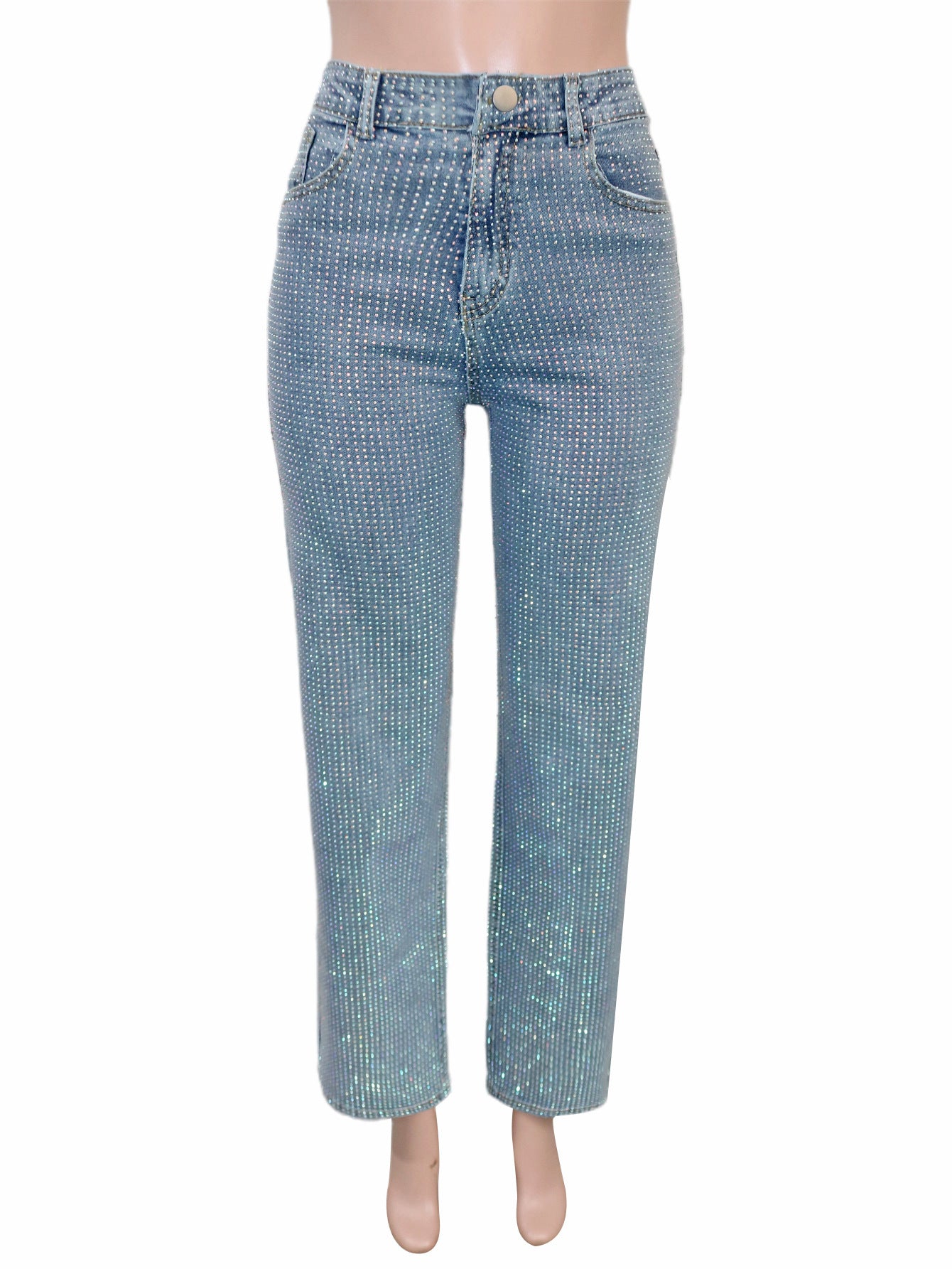 Rhinestone straight leg jeans