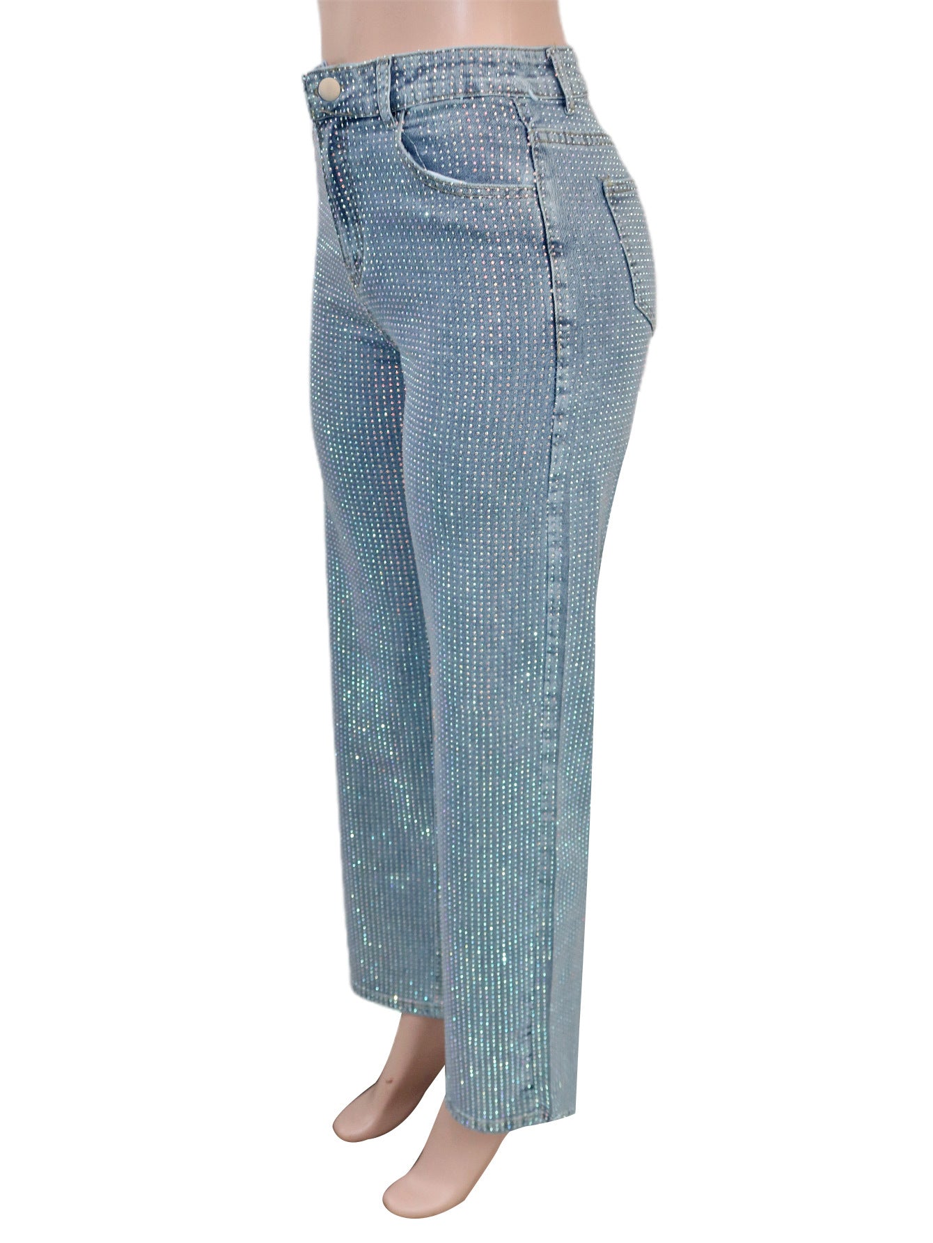 Rhinestone straight leg jeans