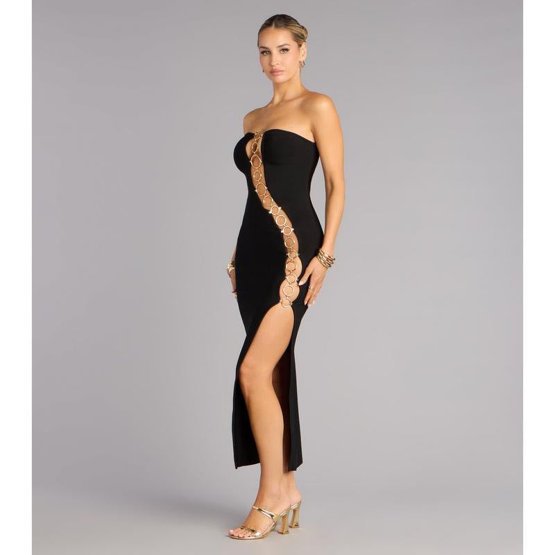 O-Ring Cutout Black Dress