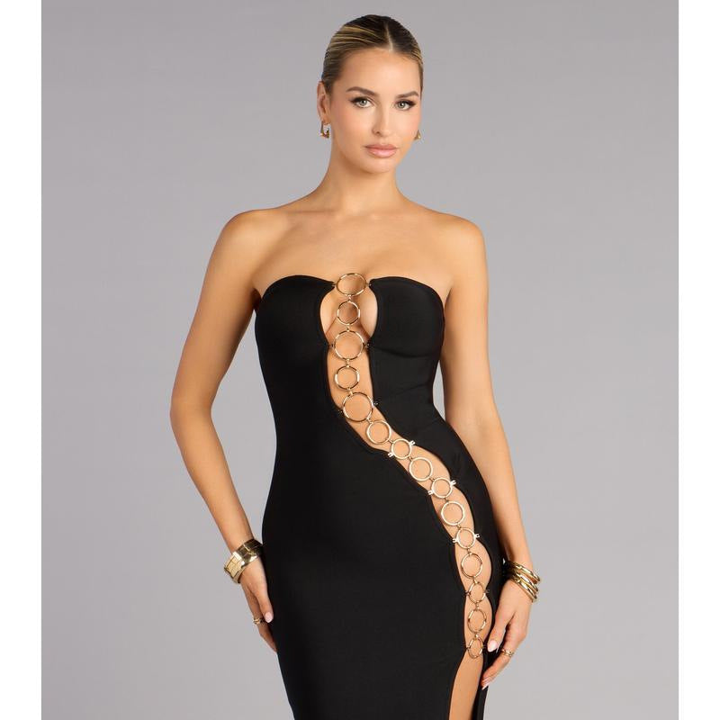 O-Ring Cutout Black Dress