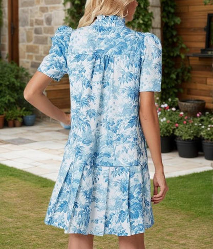 Pleat Hem Floral Dress