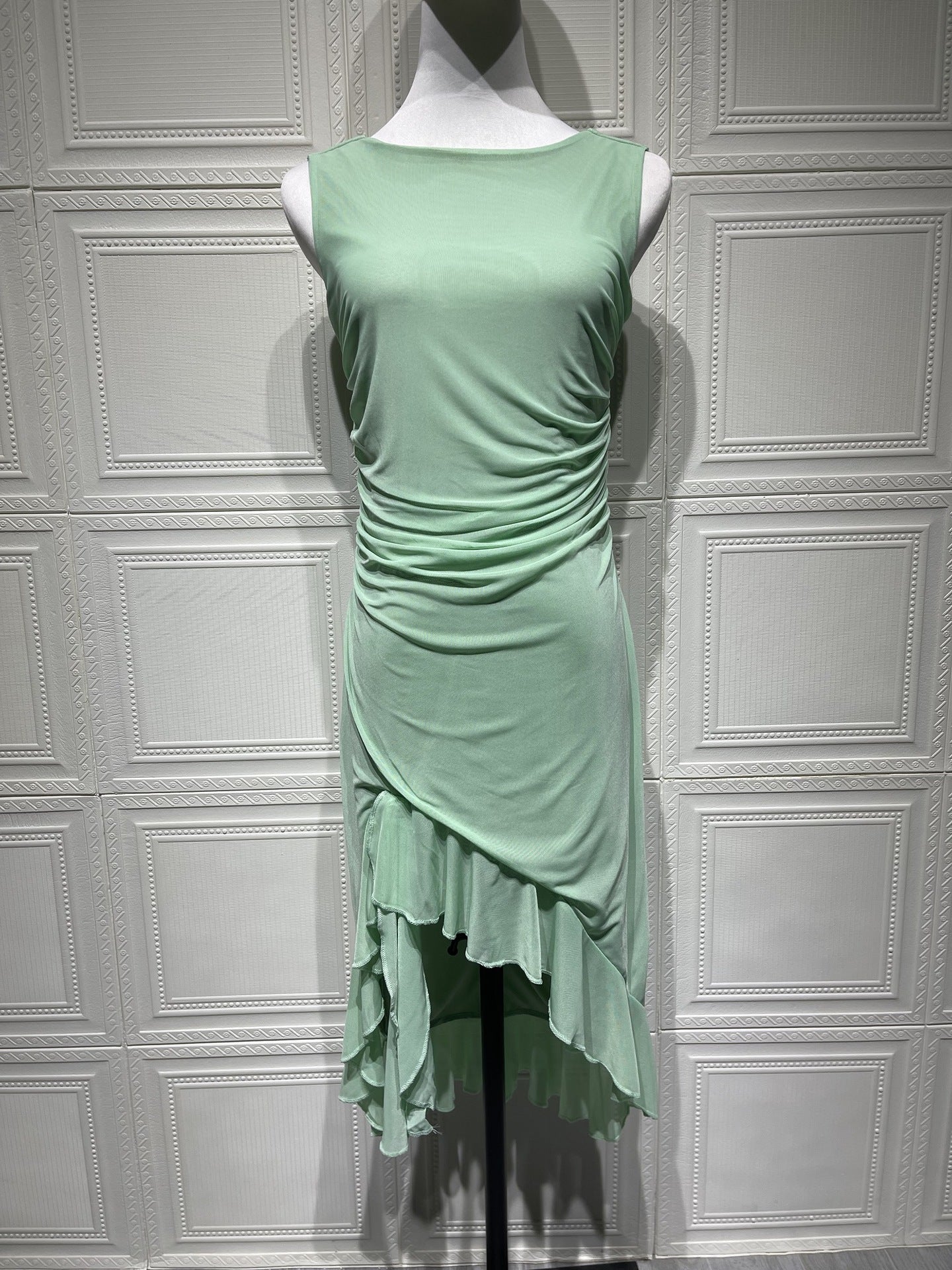 Pleated Round Neck Sleeveless Dress