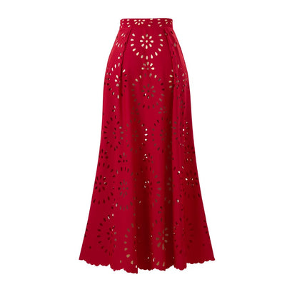 Bathing Suit Petal Hollow V Neck Swimsuit and Skirt