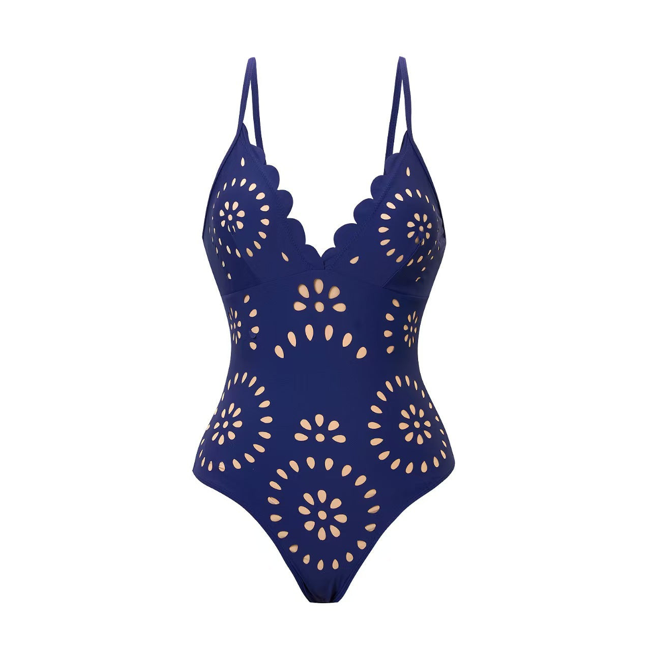 Bathing Suit Petal Hollow V Neck Swimsuit and Skirt